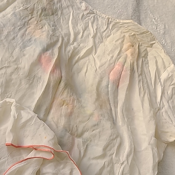 Johnny Was White Blouse Floral Embroidery XS Rayon Long Sleeve FLAW flowy Boho - Picture 8 of 10